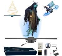 My Holo Screen, Myholoscreen, proyector de ventilador de holograma 3D, proyector de holograma de árbol de Navidad con WiFi, Bluetooth, aplicación, spinner de imágenes de Halloween de Navidad con