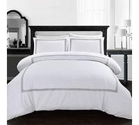 My home store Fundas nórdicas calidad del hotel 200TC Ropa de cama Set nórdicos suave transpirable 100% poli algodón Fundas nórdicas con Fundas de cojín (blanco, rey)