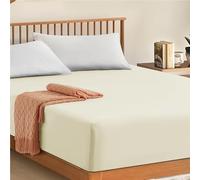 My Home Store Sábana bajera ajustable 100% algodón egipcio de 300 hilos, calidad de hotel, 30 cm (crema, Super King)