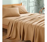 My home store Sábana encimera 100% algodón egipcio de 300 hilos, calidad hotelera, color beige, Super King (275 x 310 cm)