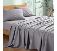 My Home Store Sábana encimera suave de alta calidad, 100 % algodón egipcio, 300 hilos, calidad hotelera, de fácil cuidado, transpirable, resistente a la decoloración (gris, doble (230 x 255 cm)