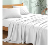 My Home Store Sábanas encimeras tamaño doble, 100% algodón egipcio, color blanco, 300 hilos, calidad hotelera, fácil cuidado, resistente a la decoloración (230 x 255 cm)