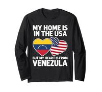 My Home USA Mi Corazón Venezuela Orgullo Venezolano Americano Manga Larga