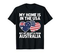 My Home USA My Heart Australia Australian American Pride Camiseta