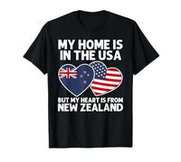 My Home USA My Heart Bandera de Nueva Zelanda Kiwi American Pride Camiseta