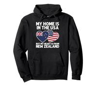 My Home USA My Heart Bandera de Nueva Zelanda Kiwi American Pride Sudadera con Capucha