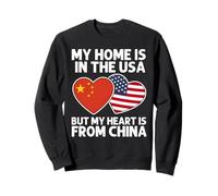 My Home USA My Heart China Bandera del Orgullo Americano Chino Sudadera