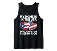 My Home USA My Heart Puerto Rico Orgullo puertorriqueño Americano Camiseta sin Mangas
