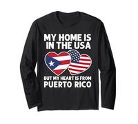 My Home USA My Heart Puerto Rico Orgullo puertorriqueño Americano Manga Larga
