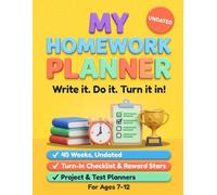 My Homework Planner: Yellow Edition: Undated Assignment Tracker for Kids and ADHD Students Ages 7-12, with Turn-In Checklist, Reward Stars, and Project & Test Prep Pages