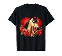 My Horse Is My Valentine Buckskin Horse Hibiscus & Heart Camiseta