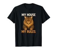 My House My Rules Cat Funny Maine Coon Sarcástico Amante de los Gatos Camiseta