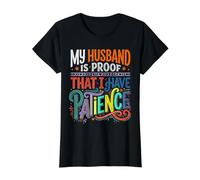 My Husband Is Proof That I Have Patience Wife Marriage ||- Camiseta gráfica económica, Mujer, Negro, S
