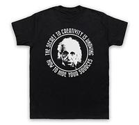 My Icon Art and Clothing Albert Einstein Secret to Creativity Theoretical Physics Science Quote - Camiseta para hombre, Negro, XL