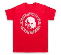 My Icon Art and Clothing Albert Einstein Secret to Creativity Theoretical Physics Science Quote - Camiseta para hombre, rosso, XXL