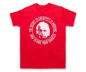My Icon Art and Clothing Albert Einstein Secret to Creativity Theoretical Physics Science Quote - Camiseta para hombre, rosso, XXL