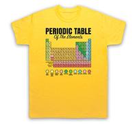 My Icon Art and Clothing - Camiseta para hombre, tabla periódica de elementos, ciencia, química, g marillo, S