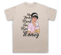 My Icon Art and Clothing Disco Summer She Works Hard for The Money - Camiseta para hombre, arena, S