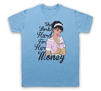 My Icon Art and Clothing Disco Summer She Works Hard for The Money - Camiseta para hombre, azul celeste, XL