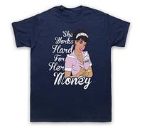 My Icon Art and Clothing Disco Summer She Works Hard for The Money - Camiseta para hombre, azul marino, S