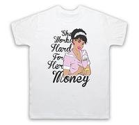 My Icon Art and Clothing Disco Summer She Works Hard for The Money - Camiseta para hombre, blanco, L
