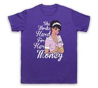 My Icon Art and Clothing Disco Summer She Works Hard for The Money - Camiseta para hombre, Morado (, XXL