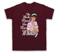 My Icon Art and Clothing Disco Summer She Works Hard for The Money - Camiseta para hombre, rojo (Maroon), M
