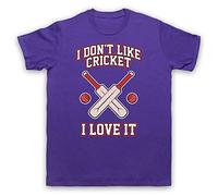 My Icon Art and Clothing I Don't Like Cricket I Love It - Camiseta para hombre, Morado (, XL