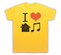 My Icon Art and Clothing I Love House Music Slogan Dance DJ Techno - Camiseta para hombre, amarillo, S