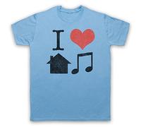 My Icon Art and Clothing I Love House Music Slogan Dance DJ Techno - Camiseta para hombre, azul celeste, M