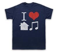 My Icon Art and Clothing I Love House Music Slogan Dance DJ Techno - Camiseta para hombre, azul marino, S