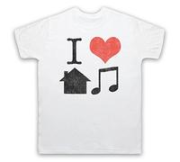 My Icon Art and Clothing I Love House Music Slogan Dance DJ Techno - Camiseta para hombre, blanco, S