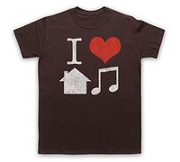 My Icon Art and Clothing I Love House Music Slogan Dance DJ Techno - Camiseta para hombre, marrón, M