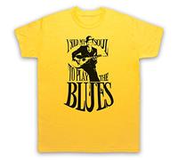 My Icon Art and Clothing Johnson I Sold My Soul to Play The Blues Robert Legend of Guitar - Camiseta para hombre, amarillo, XL
