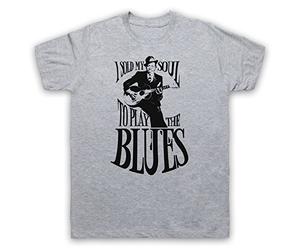My Icon Art and Clothing Johnson I Sold My Soul to Play The Blues Robert Legend of Guitar - Camiseta para hombre, gris, XL