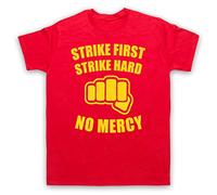 My Icon Art and Clothing Karate Motto Strike First Strike Hard No Mercy Cobra Bad Guys - Camiseta retro para hombre, rosso, 4XL