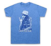 My Icon Art and Clothing Kerouac Beat Generation Jack On The Road Sketch - Camiseta para hombre, azul vintage, XL
