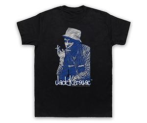 My Icon Art and Clothing Kerouac Beat Generation Jack On The Road Sketch - Camiseta para hombre, Negro, XL