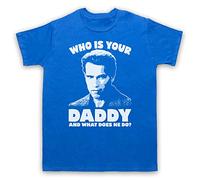My Icon Art and Clothing Kindergarten Who is Your Daddy and What Does He Do? Arnie Cop Film - Camiseta para hombre, azul real, 3XL