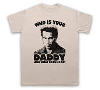 My Icon Art and Clothing Kindergarten Who is Your Daddy and What Does He Do? Arnie Cop Film - Camiseta para hombre, arena, XL