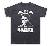 My Icon Art and Clothing Kindergarten Who is Your Daddy and What Does He Do? Arnie Cop Film - Camiseta para hombre, Pizarra vintage., S