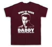 My Icon Art and Clothing Kindergarten Who is Your Daddy and What Does He Do? Camiseta para hombre, rojo (Maroon), S