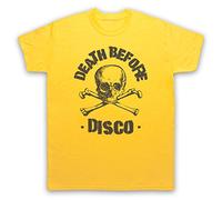 My Icon Art and Clothing Nukem Death Before Disco Computer Game Slogan - Camiseta para hombre, amarillo, XXL