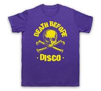 My Icon Art and Clothing Nukem Death Before Disco Computer Game Slogan - Camiseta para hombre, Morado (, XL