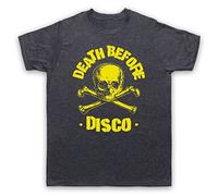 My Icon Art and Clothing Nukem Death Before Disco Computer Game Slogan - Camiseta para hombre, Pizarra vintage., L