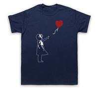 My Icon Art & Clothing Banksy Girl Heart Balloon Graffiti Street Art - Camiseta para hombre, Azul ultramarino., XL