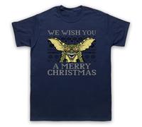 My Icon Art & Clothing Grem Creature - Camiseta para hombre con texto en inglés "We Wish You A Merry Christmas", azul marino, L