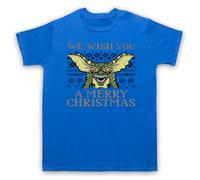 My Icon Art & Clothing Grem Creature - Camiseta para hombre con texto en inglés "We Wish You A Merry Christmas", azul real, L