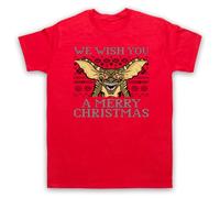 My Icon Art & Clothing Grem Creature - Camiseta para hombre con texto en inglés "We Wish You A Merry Christmas", rosso, L