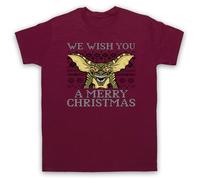 My Icon Art & Clothing Grem Creature - Camiseta para hombre con texto en inglés "We Wish You A Merry Christmas", rojo (Maroon), XXL